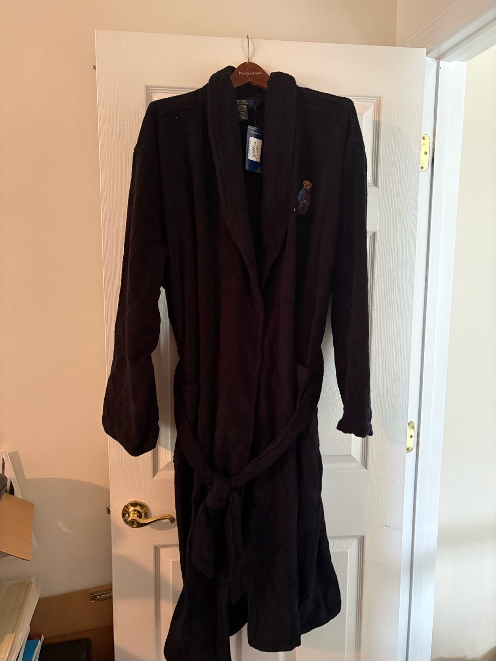 NEW Polo by Ralph Lauren Men’s Black Collar Robe